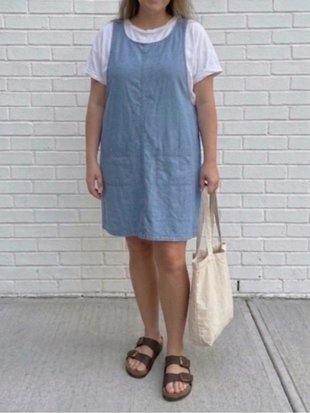 Vintage 90s Denim Pinafore Dress Jumper Light Wash Plus Size 2X Loose Oversized